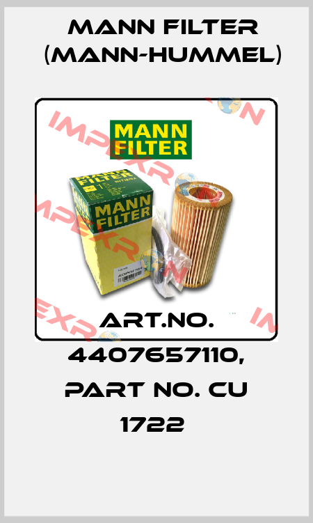 Art.No. 4407657110, Part No. CU 1722  Mann Filter (Mann-Hummel)