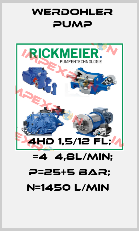 4HD 1,5/12 FL; Я=4Х4,8L/MIN; P=25+5 BAR; N=1450 L/MIN  Werdohler Pump