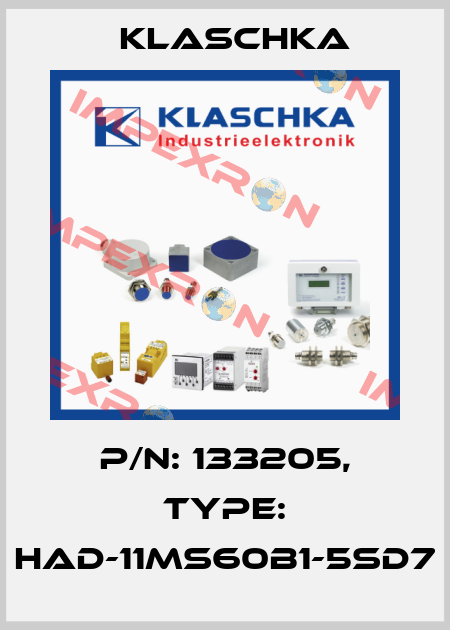P/N: 133205, Type: HAD-11ms60b1-5Sd7 Klaschka