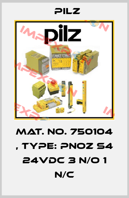Mat. No. 750104 , Type: PNOZ s4 24VDC 3 n/o 1 n/c Pilz