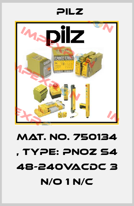 Mat. No. 750134 , Type: PNOZ s4 48-240VACDC 3 n/o 1 n/c Pilz