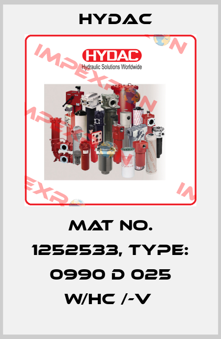 Mat No. 1252533, Type: 0990 D 025 W/HC /-V  Hydac
