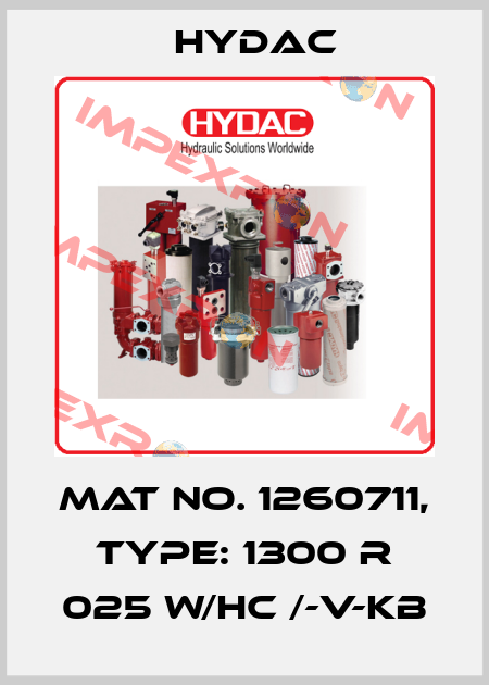 Mat No. 1260711, Type: 1300 R 025 W/HC /-V-KB Hydac