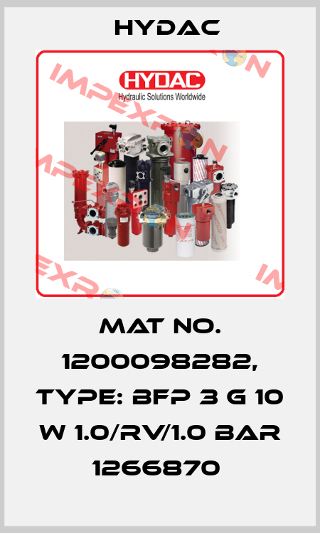 Mat No. 1200098282, Type: BFP 3 G 10 W 1.0/RV/1.0 BAR          1266870  Hydac