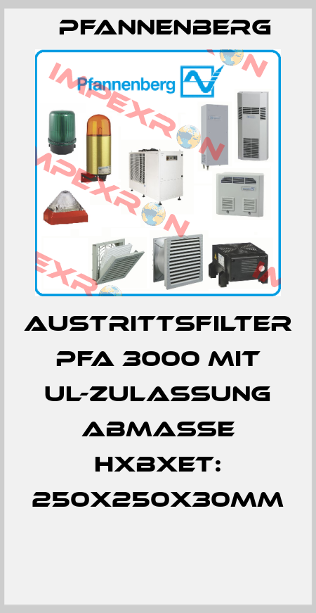 AUSTRITTSFILTER PFA 3000 MIT UL-ZULASSUNG ABMAßE HXBXET: 250X250X30MM  Pfannenberg