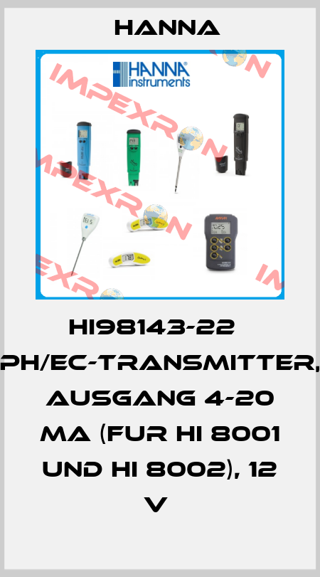 HI98143-22   PH/EC-TRANSMITTER, AUSGANG 4-20 MA (FUR HI 8001 UND HI 8002), 12 V  Hanna