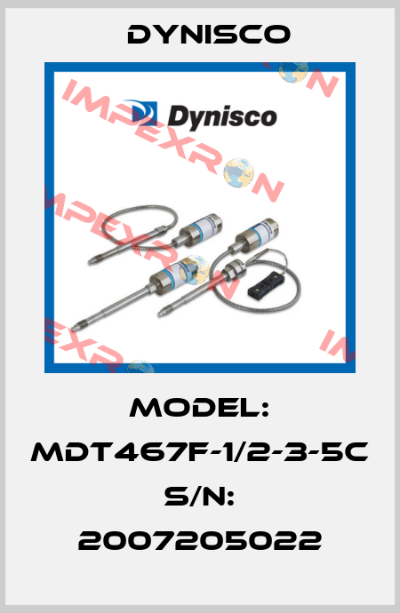 Model: MDT467F-1/2-3-5C S/N: 2007205022 Dynisco