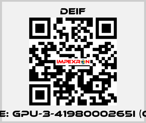 Type: GPU-3-4198000265I (OEM) Deif