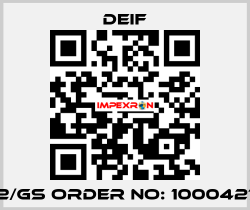 PPU/2/GS ORDER NO: 100042701.10  Deif