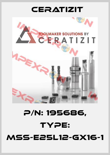 P/N: 195686, Type: MSS-E25L12-GX16-1 Ceratizit