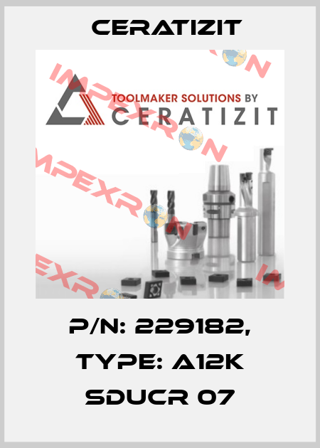 P/N: 229182, Type: A12K SDUCR 07 Ceratizit