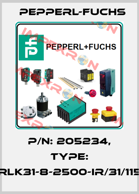 p/n: 205234, Type: RLK31-8-2500-IR/31/115 Pepperl-Fuchs