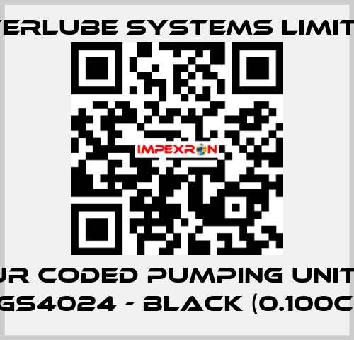 Colour coded pumping units for XGS4024 - Black (0.100cc) Interlube Systems Limited