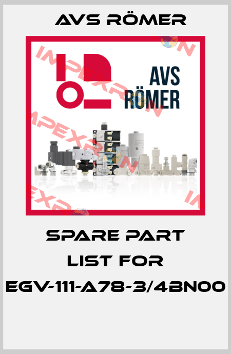 spare part list for EGV-111-A78-3/4BN00  Avs Römer