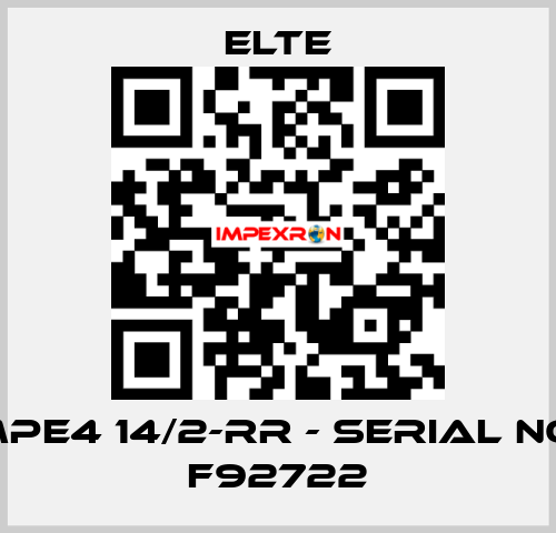 TMPE4 14/2-RR - Serial No .: F92722 Elte