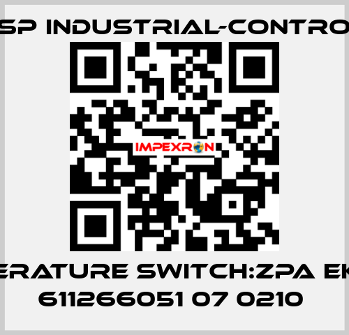 TEMPERATURE SWITCH:ZPA EKOREG 611266051 07 0210  JSP Industrial-Control