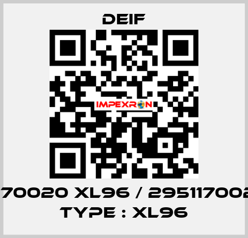 ;2951170020 XL96 / 2951170020.17 / Type : XL96 Deif
