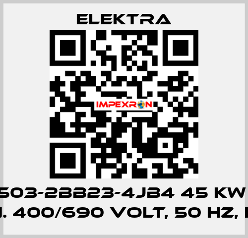 1TZ9503-2BB23-4JB4 45 kW 1500 1/min. 400/690 Volt, 50 Hz, IP 55 ELEKTRA