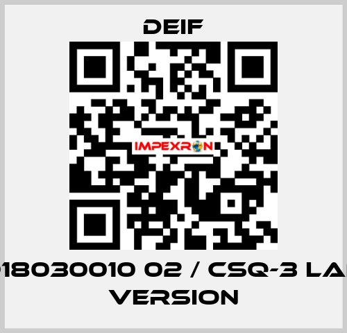 2918030010 02 / CSQ-3 Land Version Deif