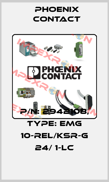 P/N: 2942108, Type: EMG 10-REL/KSR-G 24/ 1-LC Phoenix Contact