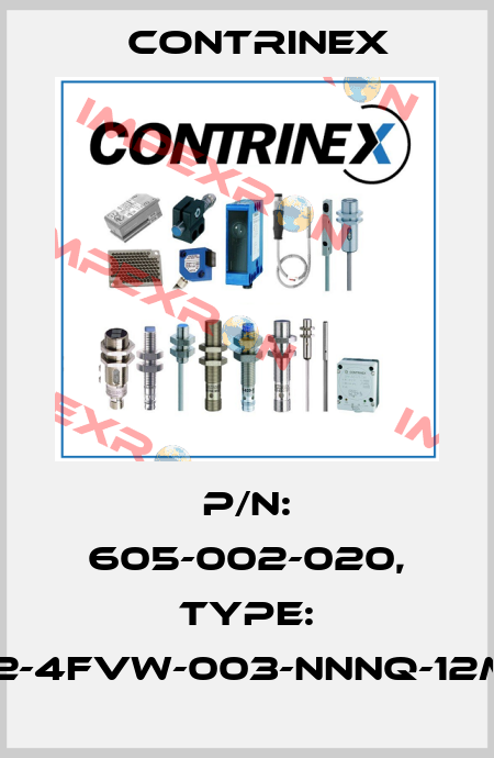 p/n: 605-002-020, Type: S12-4FVW-003-NNNQ-12MG Contrinex