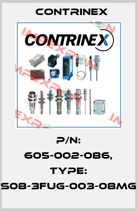 p/n: 605-002-086, Type: S08-3FUG-003-08MG Contrinex