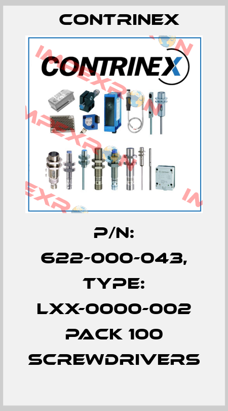 p/n: 622-000-043, Type: LXX-0000-002 PACK 100 Screwdrivers Contrinex