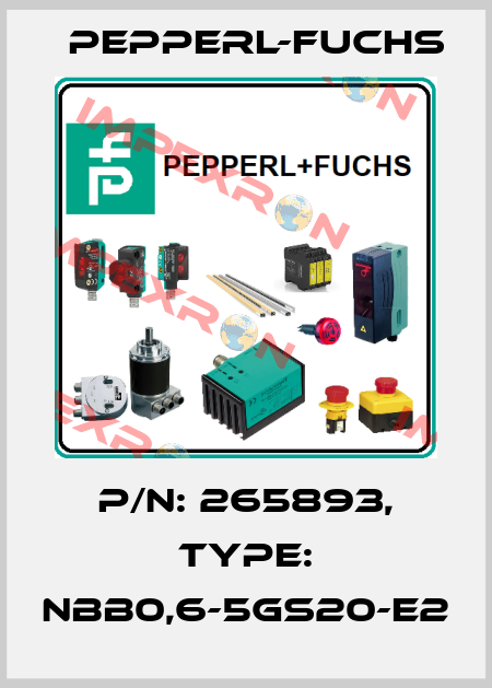 p/n: 265893, Type: NBB0,6-5GS20-E2 Pepperl-Fuchs