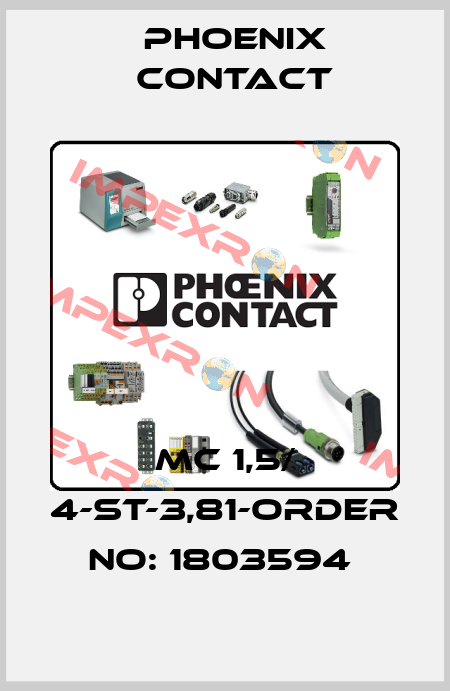 MC 1,5/ 4-ST-3,81-ORDER NO: 1803594  Phoenix Contact