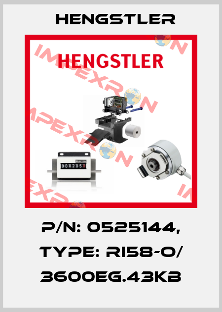 p/n: 0525144, Type: RI58-O/ 3600EG.43KB Hengstler