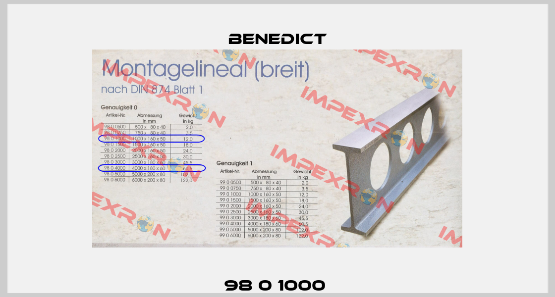 98 0 1000  Benedict