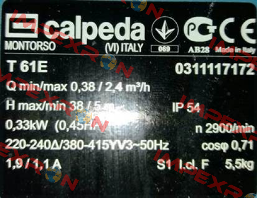 Т 61Е (70020021000) Calpeda