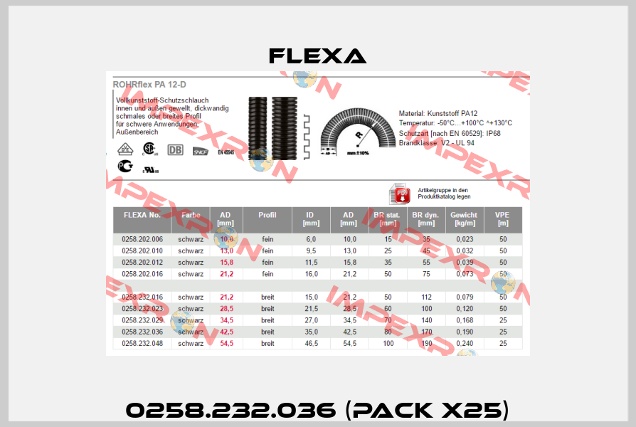 0258.232.036 (pack x25) Flexa