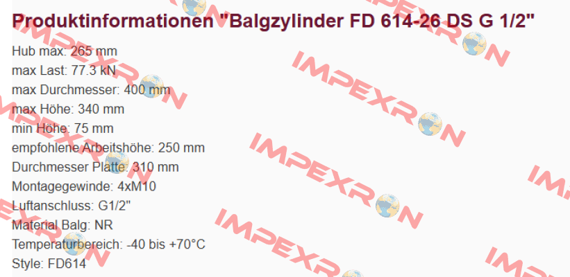FD 614-26 DS G1/2 Contitech