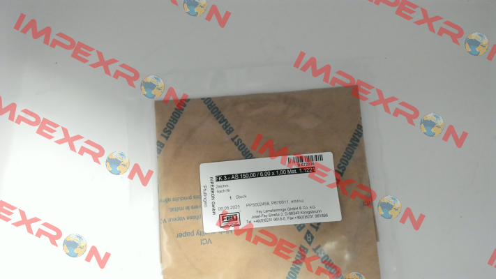 PPS002458 / FK 3 - AS 150,00 / 6,00 x 1,00 Mat. 1.1221 Fey