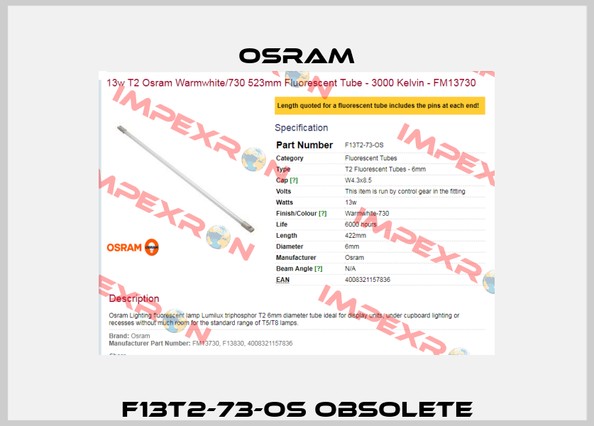 F13T2-73-OS obsolete Osram