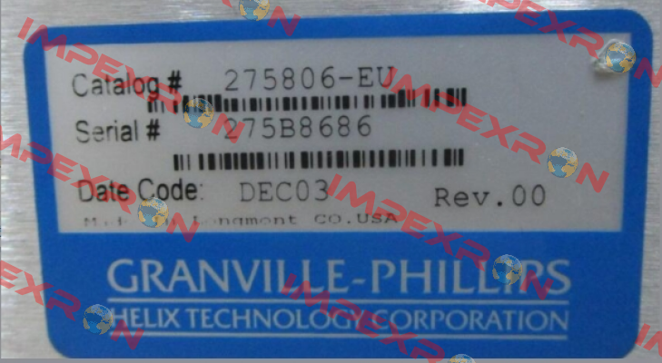 275806-EU  obsolete, direct replacement is 275400-1-GD-T  GRANVILLE PHILLIPS