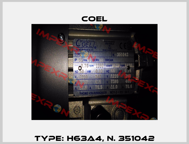 Type: H63A4, N. 351042 Coel