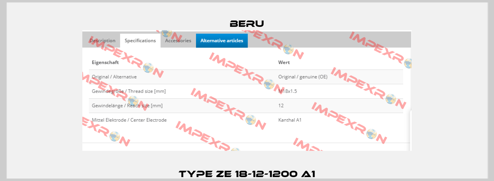Type ZE 18-12-1200 A1 Beru