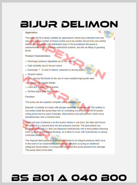BS B01 A 040 B00 Bijur Delimon