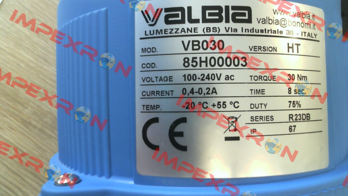 Ball valve type 2500 1  1/2" with electric actuator VB30 Valbia
