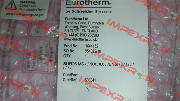 P/N: SUB26/MS//////ENG, Type: SUB26 Eurotherm