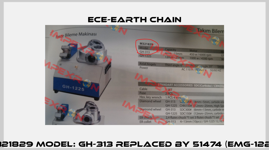 M321829 MODEL: GH-313 REPLACED BY 51474 (EMG-1225)  ECE-Earth Chain