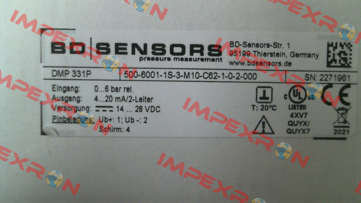 500-6001-1S-3-M10-C62-1-0-2-000 Bd Sensors