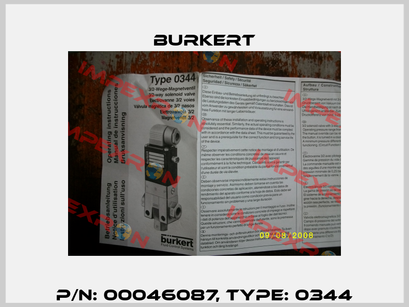 p/n: 00046087, Type: 0344 Burkert