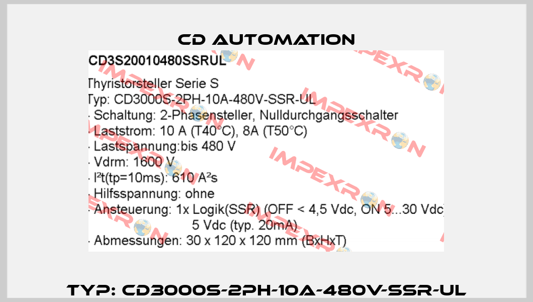 Typ: CD3000S-2PH-10A-480V-SSR-UL CD AUTOMATION