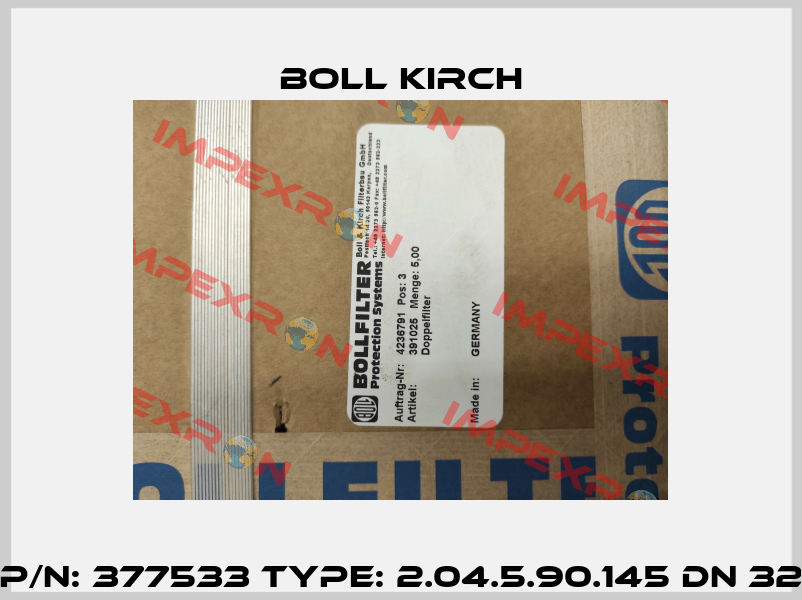 P/N: 377533 Type: 2.04.5.90.145 DN 32 Boll Kirch